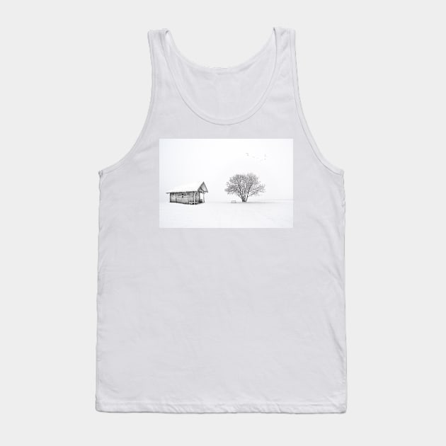 Cabin In The Snow Tank Top by JimDeFazioPhotography